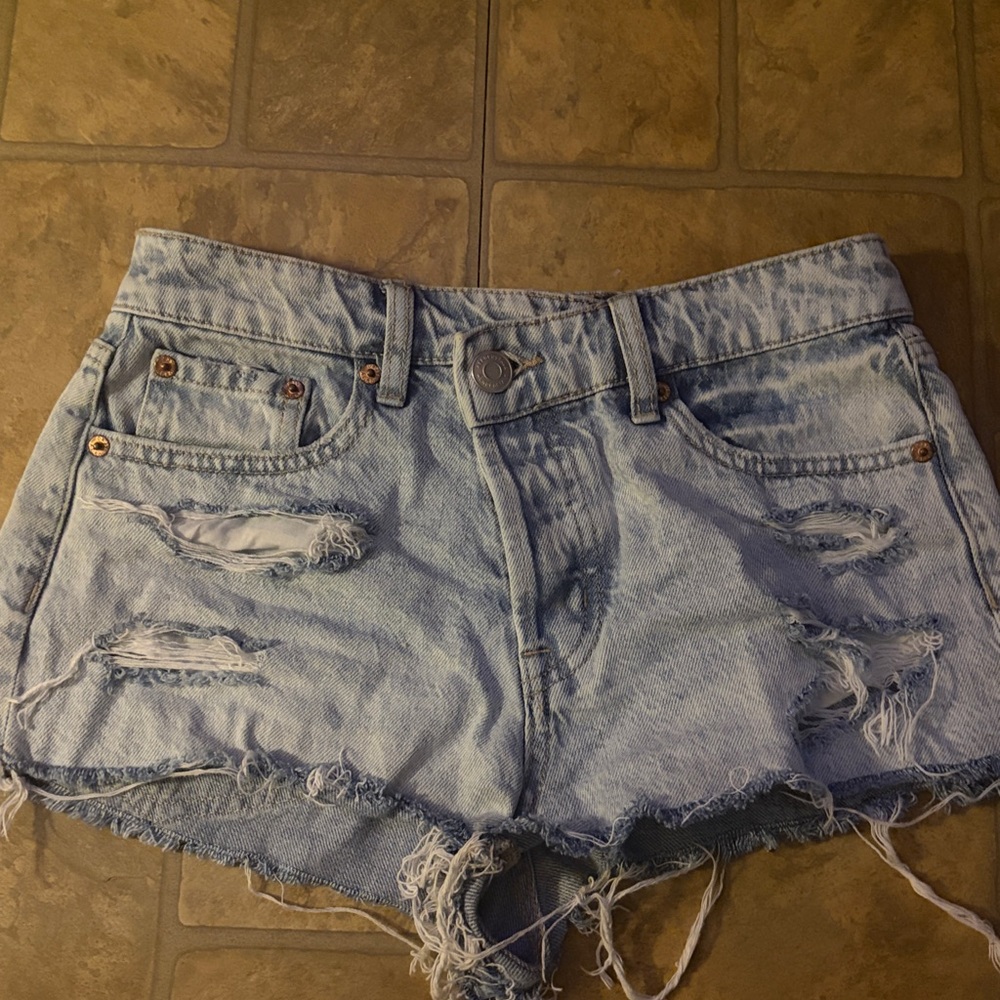 Aeropostale Light Blue Distressed Jean Shorts